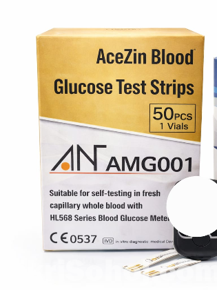 AceZin Blood Glucose Test Strips – 50 Pcs (Model: AMG001)